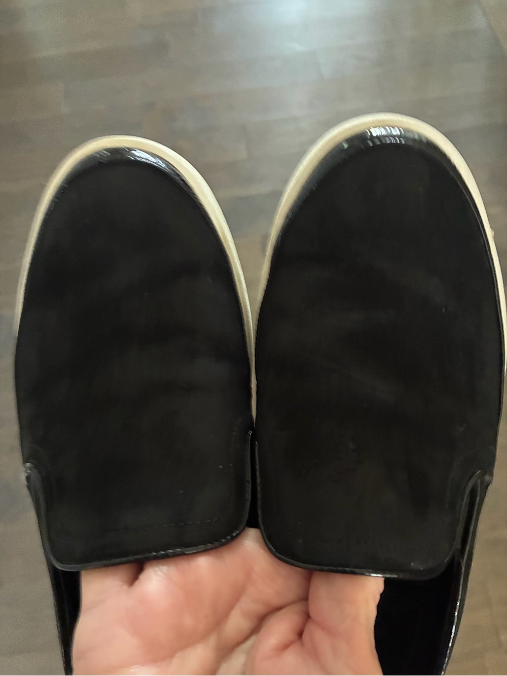 Vionic Black Slip-On Flats with Cream Trim